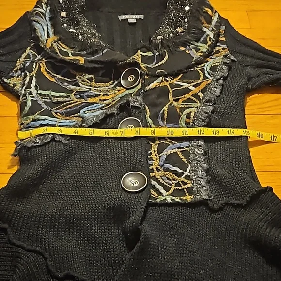 Roz & Ali Boho PM Black Asymmetric Cardigan - Picture 8 of 16